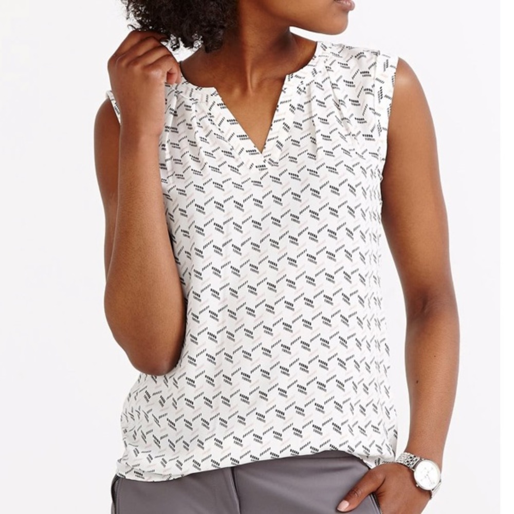 Reitmans Printed Sleeveless Blouse, Off-white, 2X